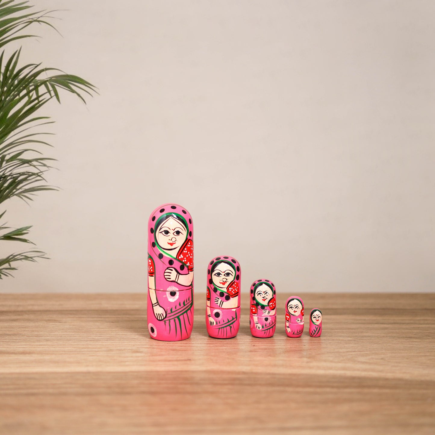 Dolls - Banaras Handpainted Wooden Toy for Home Decor (Set of 05) 02