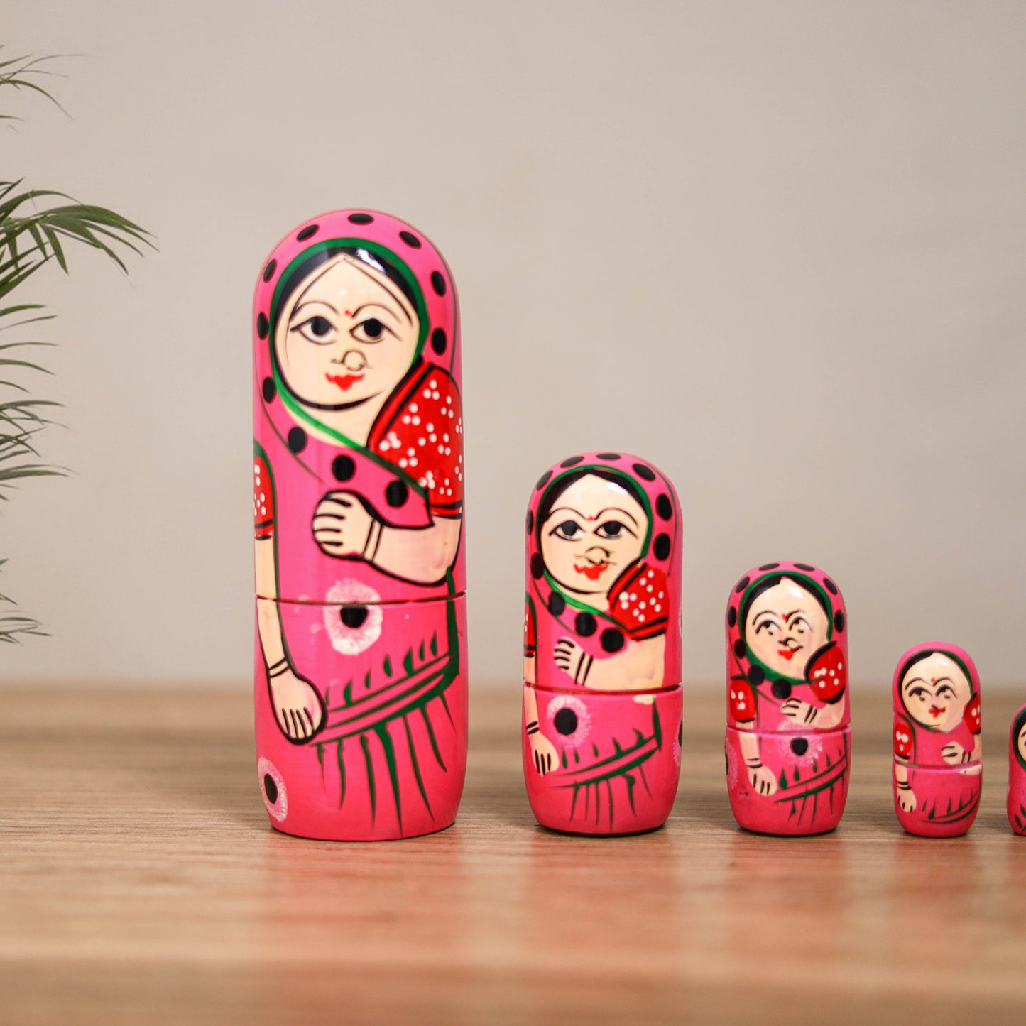 Dolls - Banaras Handpainted Wooden Toy for Home Decor (Set of 05) 02