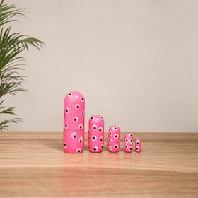Dolls - Banaras Handpainted Wooden Toy for Home Decor (Set of 05) 02