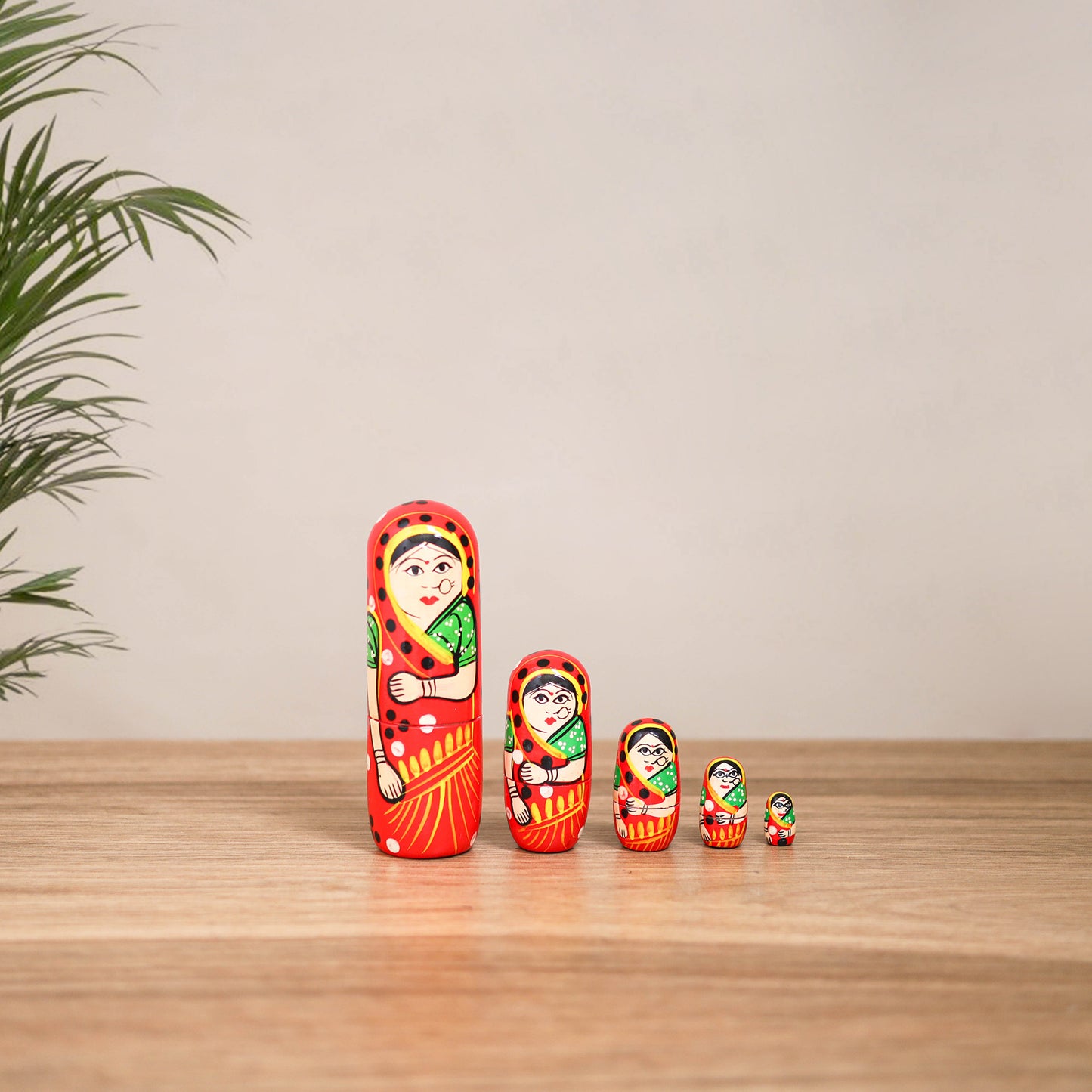 Dolls - Banaras Handpainted Wooden Toy for Home Decor (Set of 05) 04