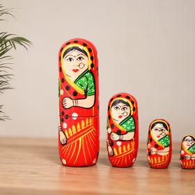 Dolls - Banaras Handpainted Wooden Toy for Home Decor (Set of 05) 04