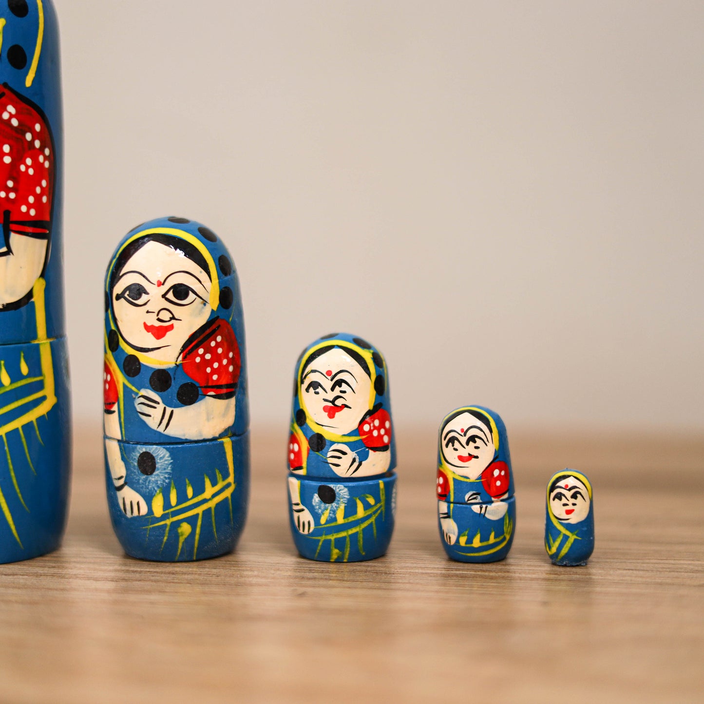 Dolls - Banaras Handpainted Wooden Toy for Home Decor (Set of 05) 03