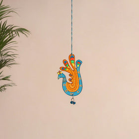 Peacock - Abstract Pastel Handpainted Hand-Carved Wooden Hanging 26