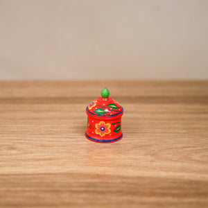 Red - Banaras Handpainted Wooden Kumkum Box (2 inch) 13