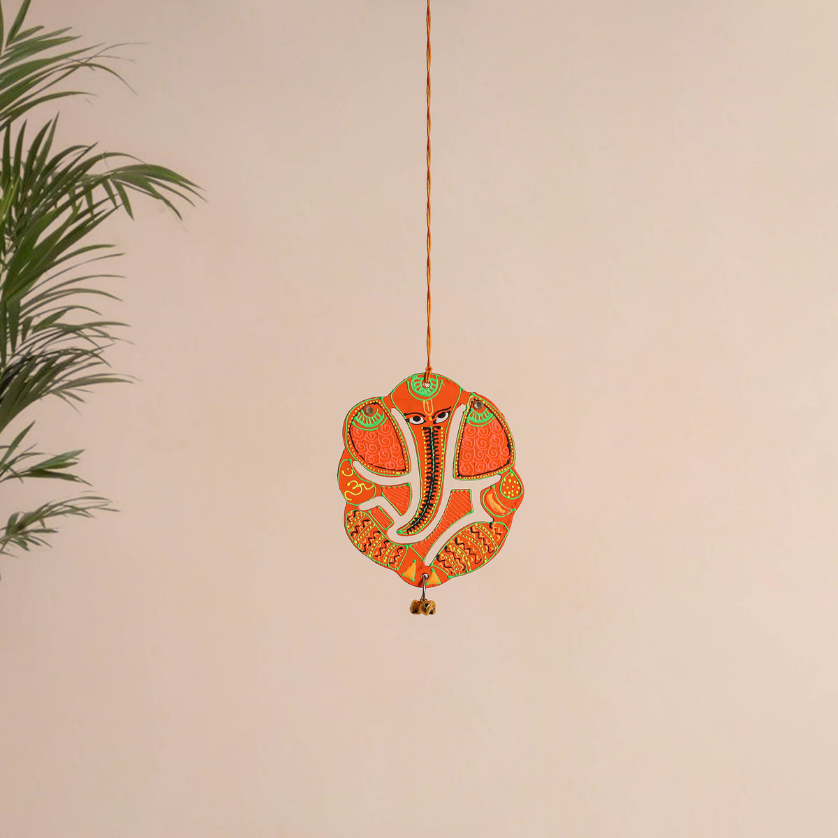 Ganesha - abstract pastel handpainted hand-carved wooden