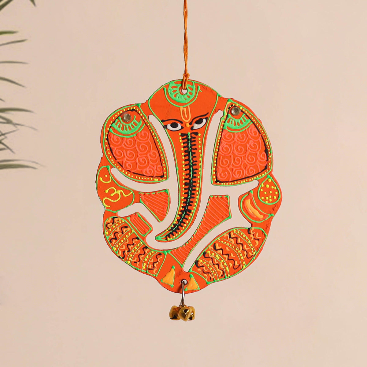 Ganesha - abstract pastel handpainted hand-carved wooden