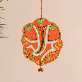 Ganesha - abstract pastel handpainted hand-carved wooden