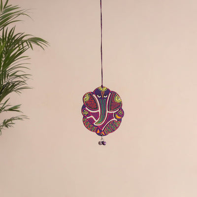 Ganesha - Abstract Pastel Handpainted Hand-Carved Wooden Hanging 07