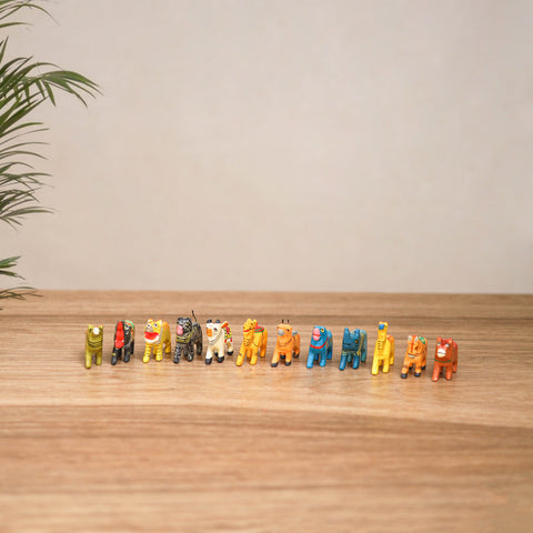 Multicolor - Tiny Animals Banaras Handpainted Wooden Toys for Home Decor (Set of 12) 15
