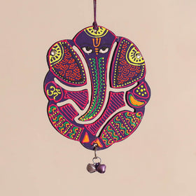 Ganesha - Abstract Pastel Handpainted Hand-Carved Wooden Hanging 07