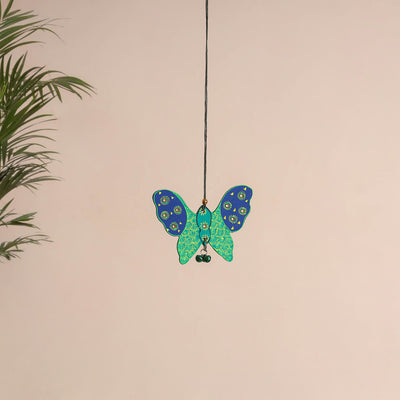 Butterfly - Abstract Pastel Handpainted Hand-Carved Wooden Hanging 08