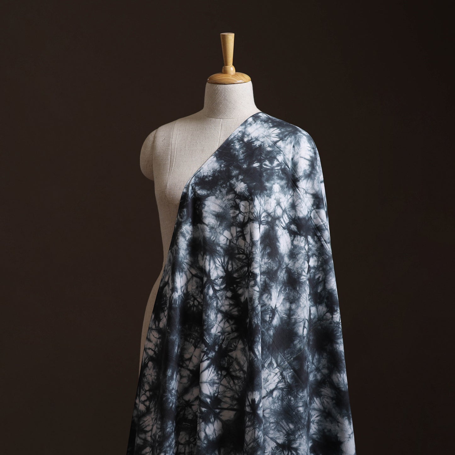 Black - Shibori Tie-Dye Pure Mul Cotton Fabric 26