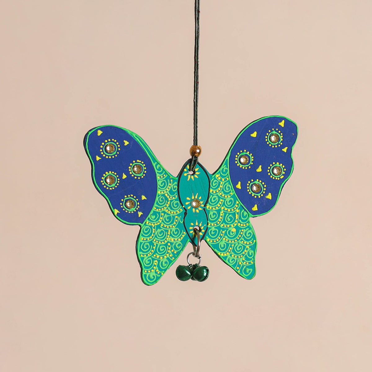 Butterfly - Abstract Pastel Handpainted Hand-Carved Wooden Hanging 08