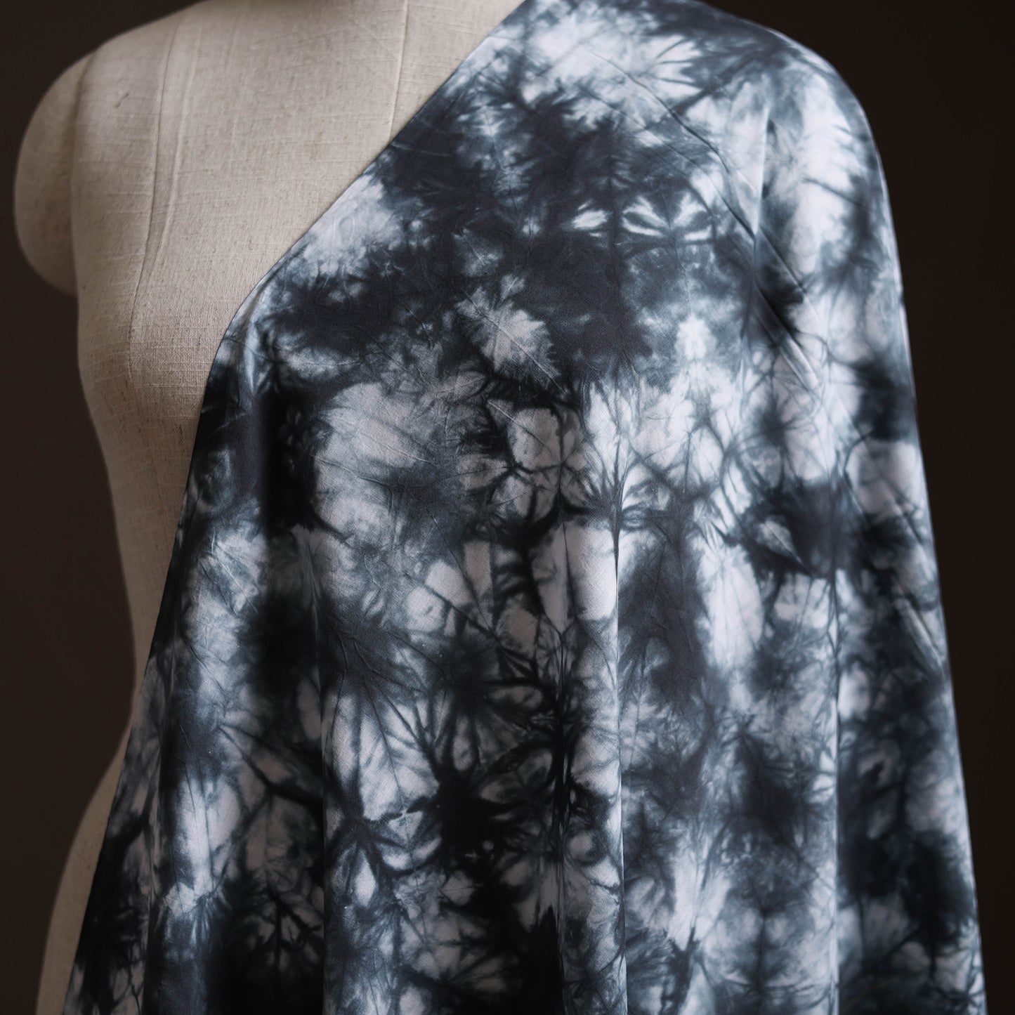 Black - Shibori Tie-Dye Pure Mul Cotton Fabric 26