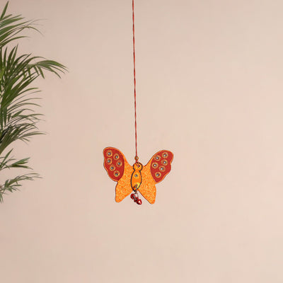 Butterfly - Abstract Pastel Handpainted Hand-Carved Wooden Hanging 09