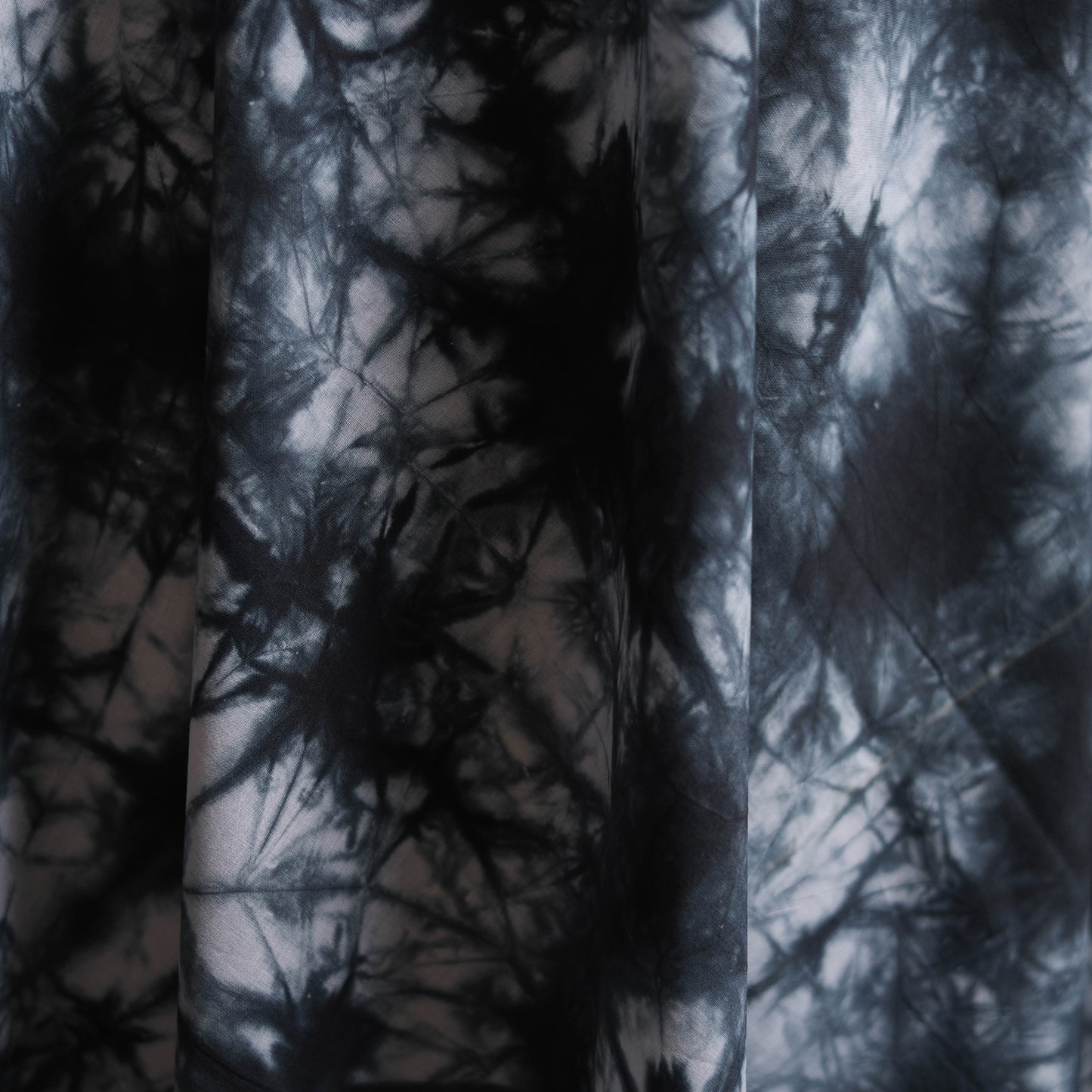 Black - Shibori Tie-Dye Pure Mul Cotton Fabric 26