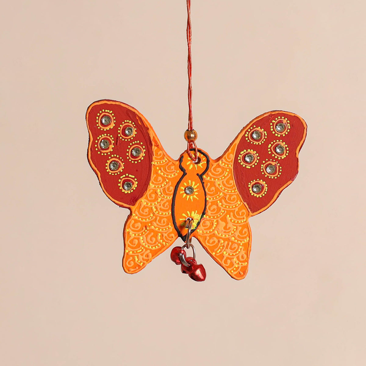 Butterfly - Abstract Pastel Handpainted Hand-Carved Wooden Hanging 09