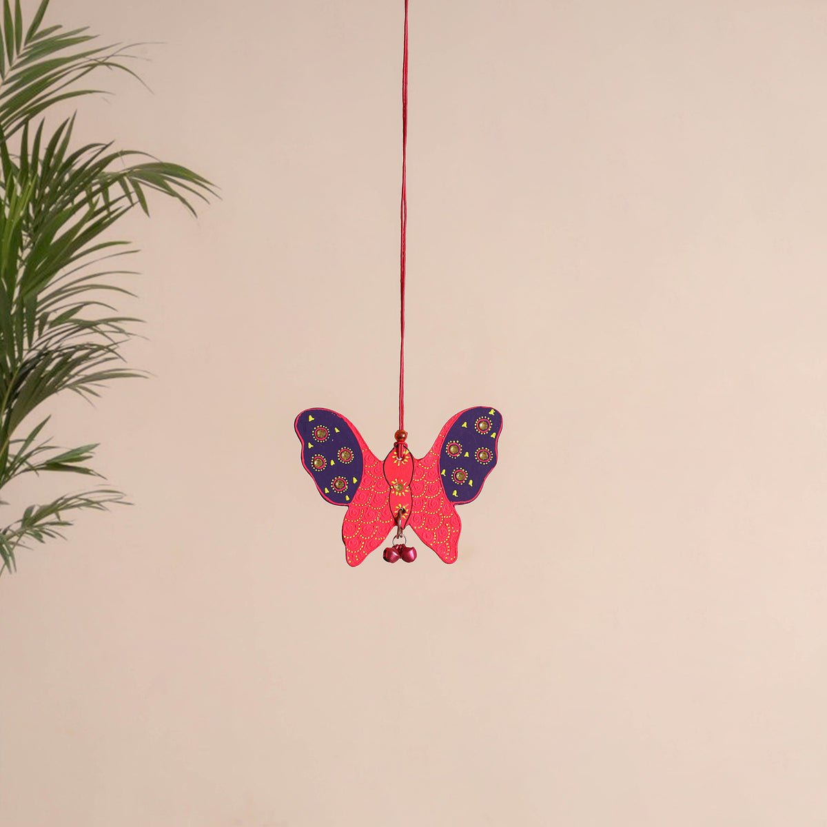 Butterfly - Abstract Pastel Handpainted Hand-Carved Wooden Hanging 10