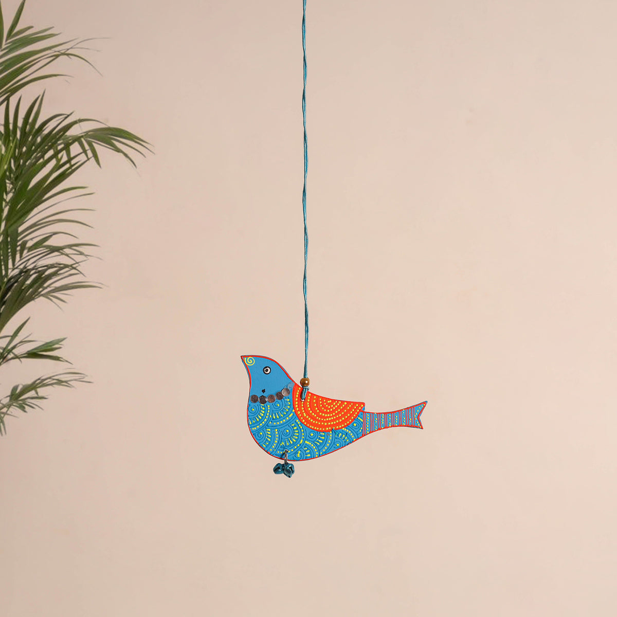 Bird - Abstract Pastel Handpainted Hand-Carved Wooden Hanging 12