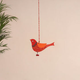Bird - Abstract Pastel Handpainted Hand-Carved Wooden Hanging 13