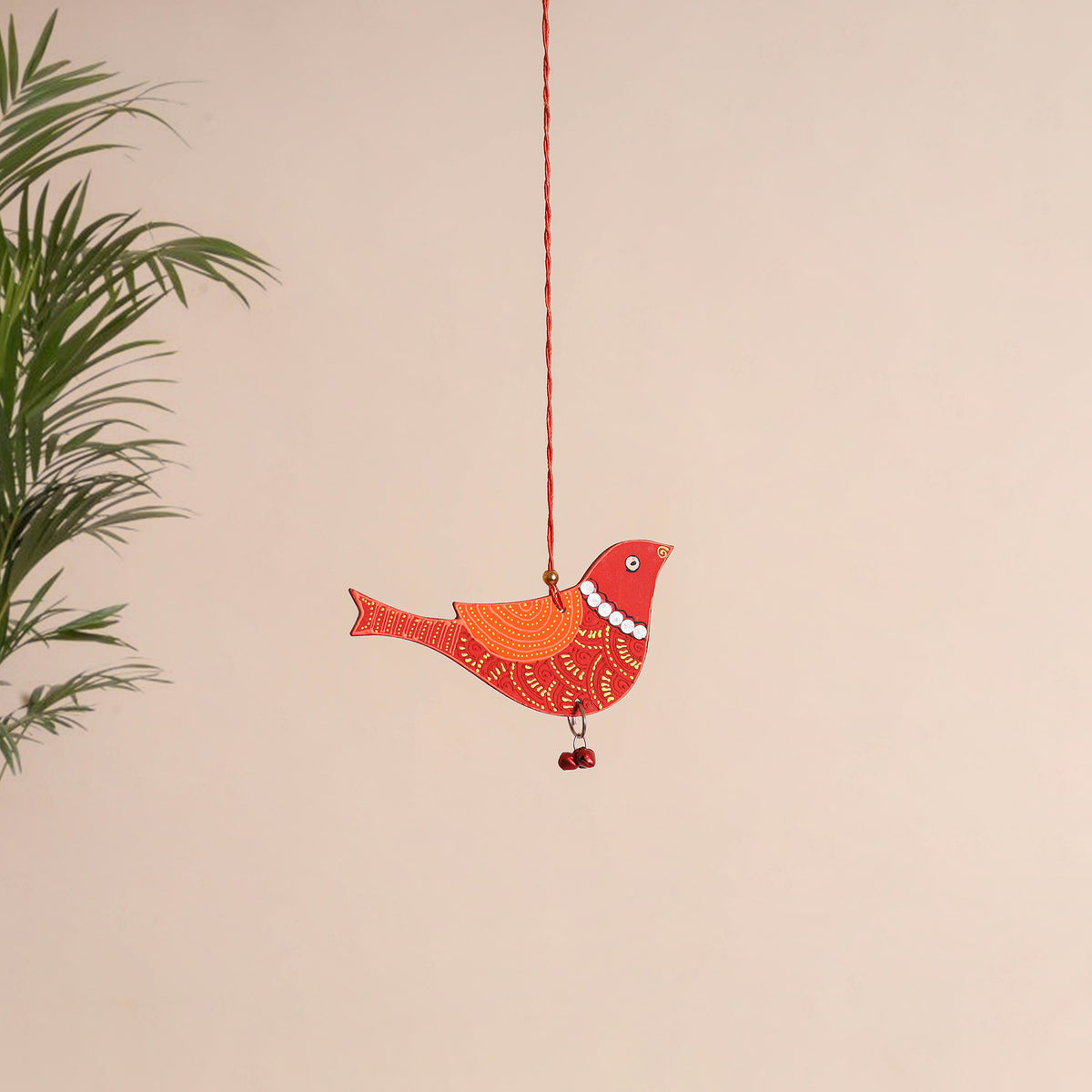 Bird - Abstract Pastel Handpainted Hand-Carved Wooden Hanging 13