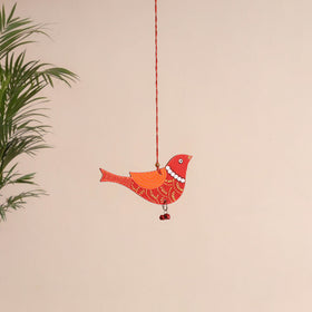 Bird - Abstract Pastel Handpainted Hand-Carved Wooden Hanging 13