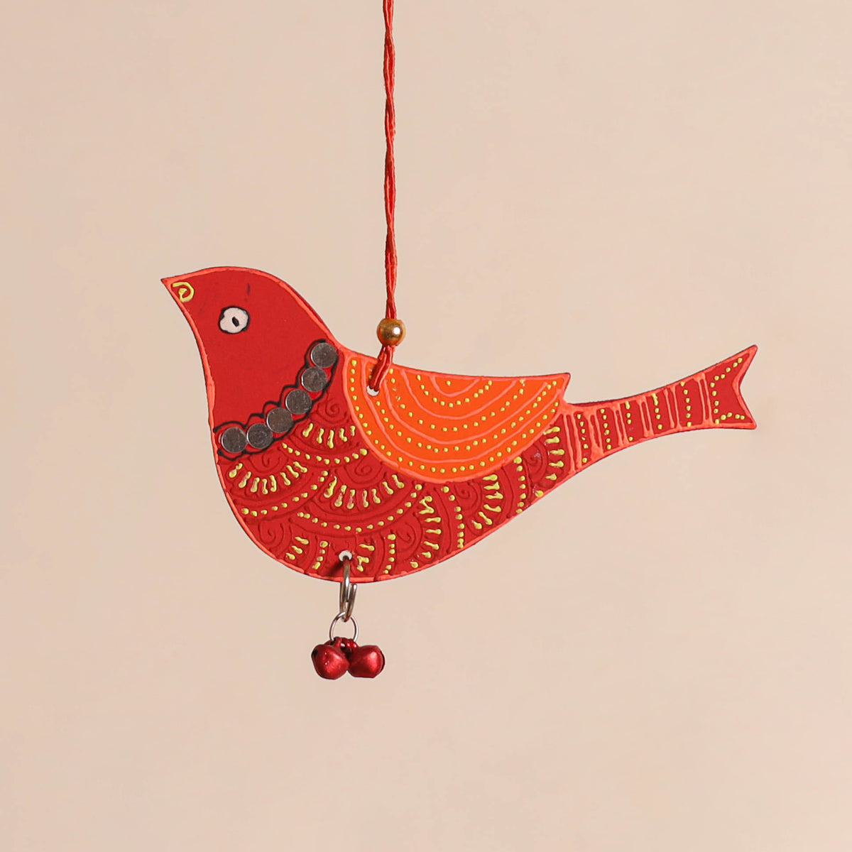 Bird - Abstract Pastel Handpainted Hand-Carved Wooden Hanging 13