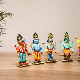 Vishnu Dashavatara - Banaras Handpainted Wooden Idols for Temple & Home Decor (Set of 10) 16