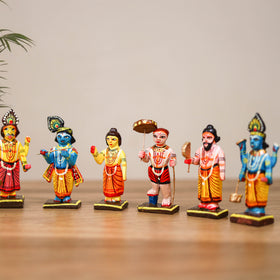 Vishnu Dashavatara - Banaras Handpainted Wooden Idols for Temple & Home Decor (Set of 10) 16