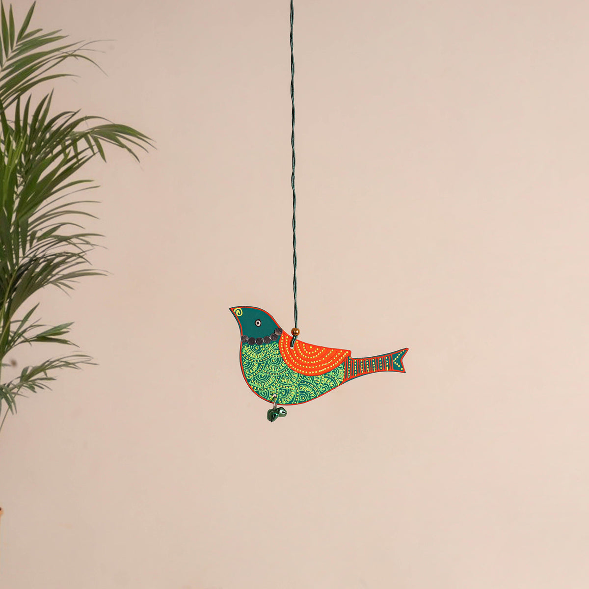 Bird - Abstract Pastel Handpainted Hand-Carved Wooden Hanging 15