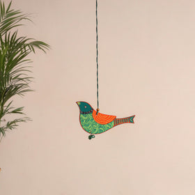 Bird - Abstract Pastel Handpainted Hand-Carved Wooden Hanging 15