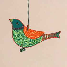 Bird - Abstract Pastel Handpainted Hand-Carved Wooden Hanging 15