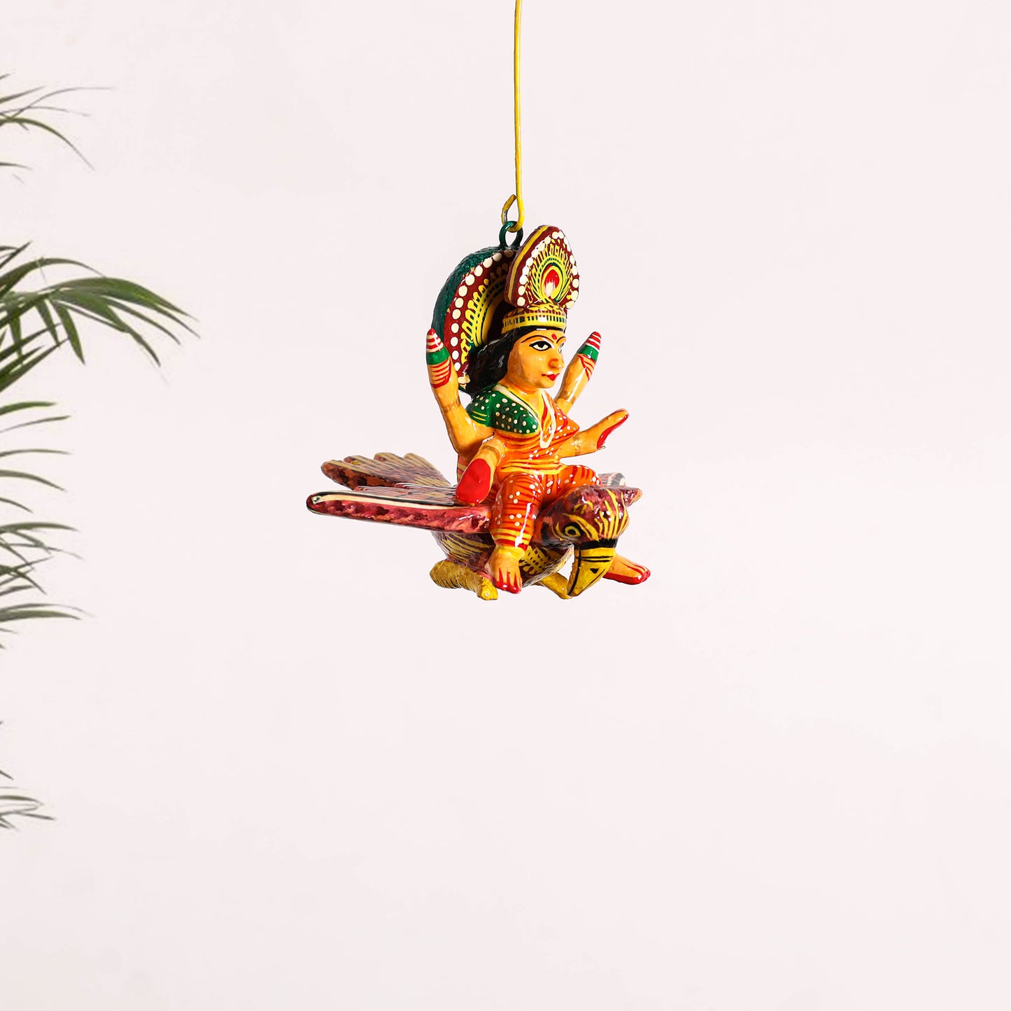 Goddess Laxmi on Owl - Banaras Handpainted Wooden Hanging for Home Decor  34