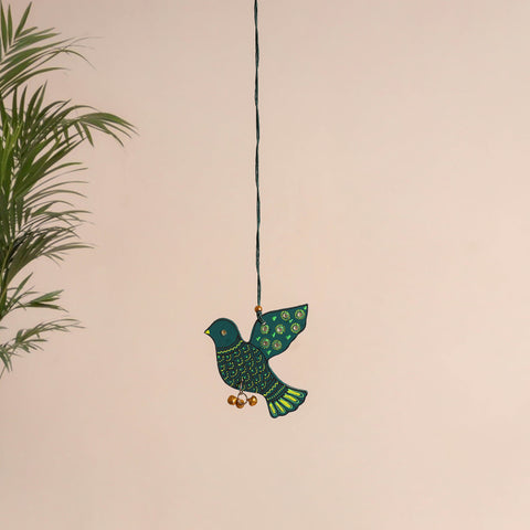 Bird - Abstract Pastel Handpainted Hand-Carved Wooden Hanging 16