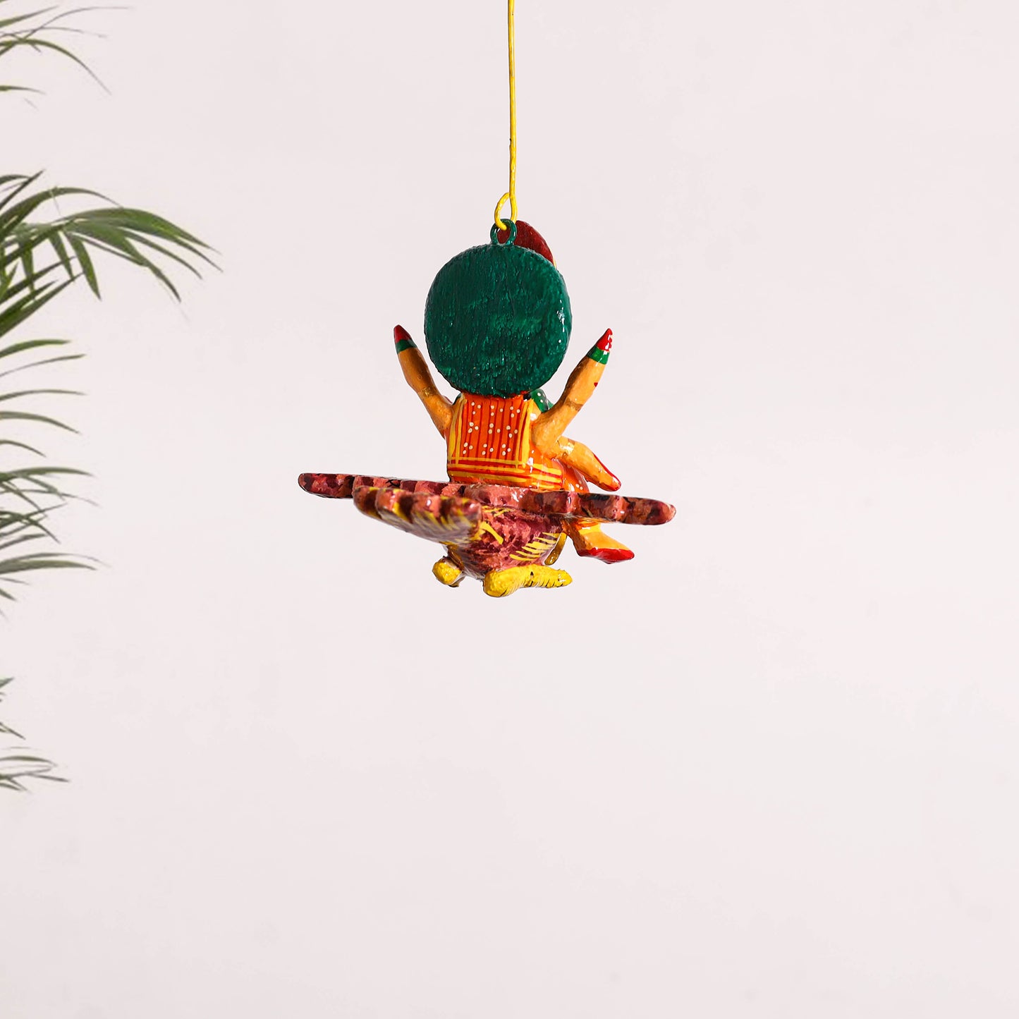 Goddess Laxmi on Owl - Banaras Handpainted Wooden Hanging for Home Decor  34