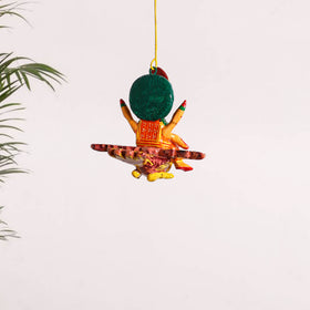 Goddess Laxmi on Owl - Banaras Handpainted Wooden Hanging for Home Decor  34