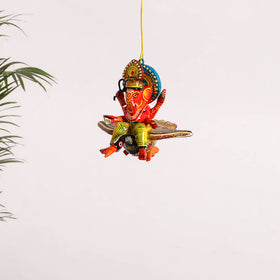 Ganesha on Bird - Banaras Handpainted Wooden Hanging for Home Decor 31