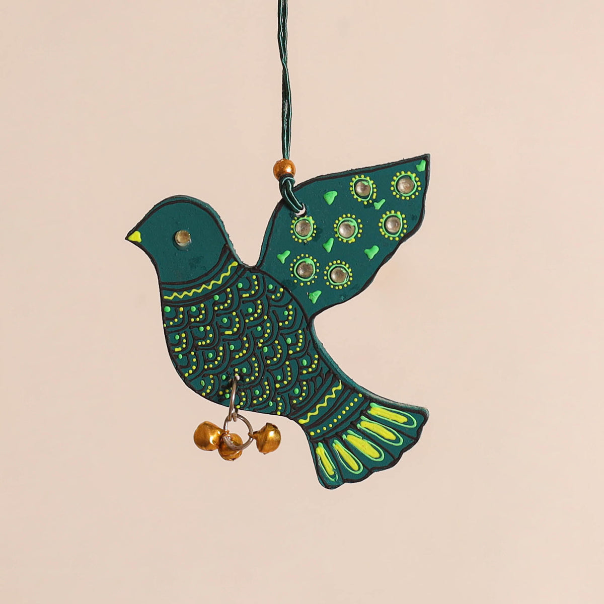 Bird - Abstract Pastel Handpainted Hand-Carved Wooden Hanging 16