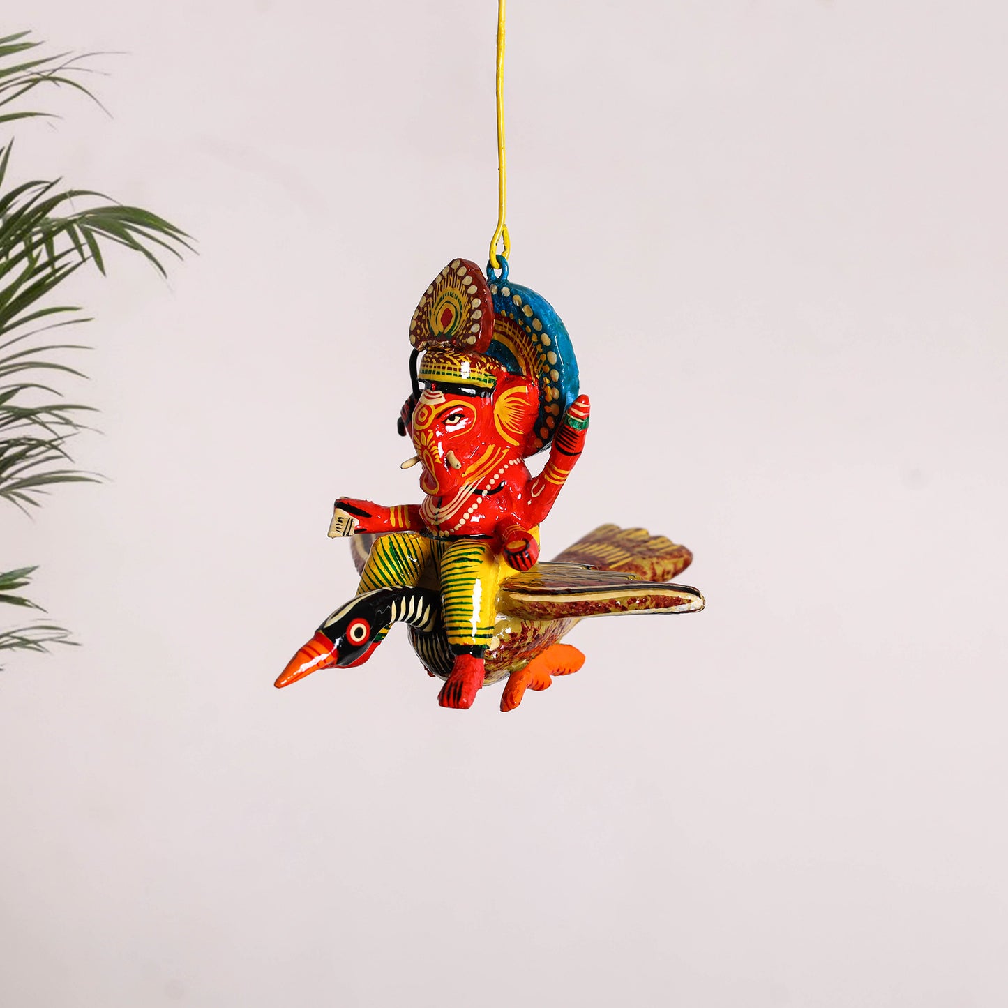 Ganesha on Bird - Banaras Handpainted Wooden Hanging for Home Decor 31
