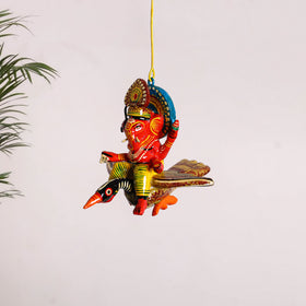 Ganesha on Bird - Banaras Handpainted Wooden Hanging for Home Decor 31