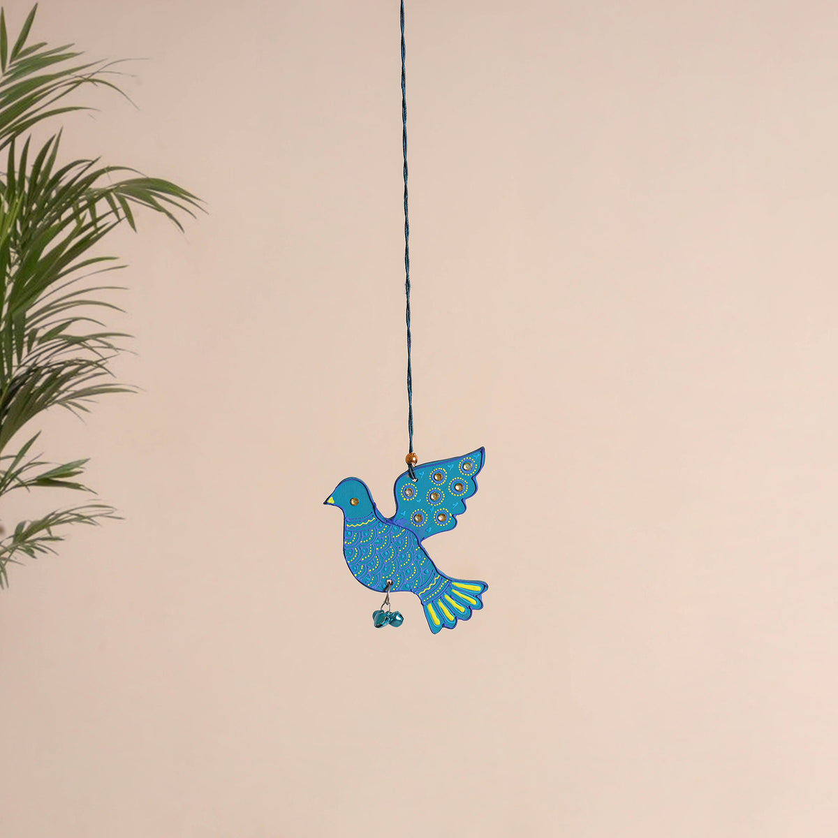 Bird - Abstract Pastel Handpainted Hand-Carved Wooden Hanging 17