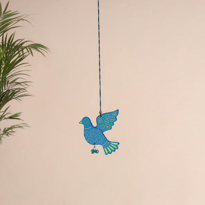 Bird - Abstract Pastel Handpainted Hand-Carved Wooden Hanging 17