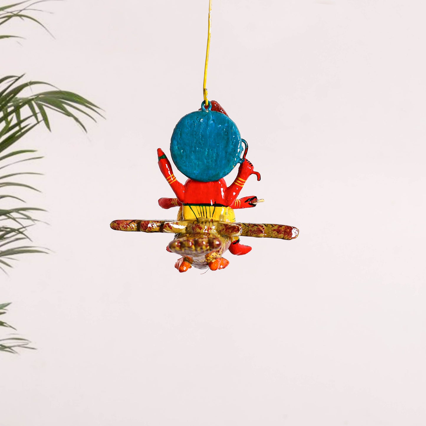 Ganesha on Bird - Banaras Handpainted Wooden Hanging for Home Decor 31