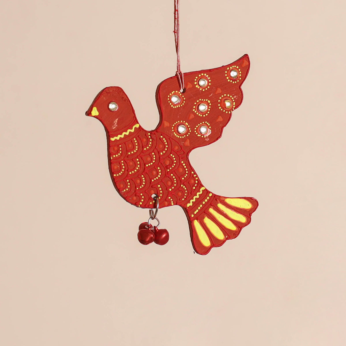 Bird - Abstract Pastel Handpainted Hand-Carved Wooden Hanging 18