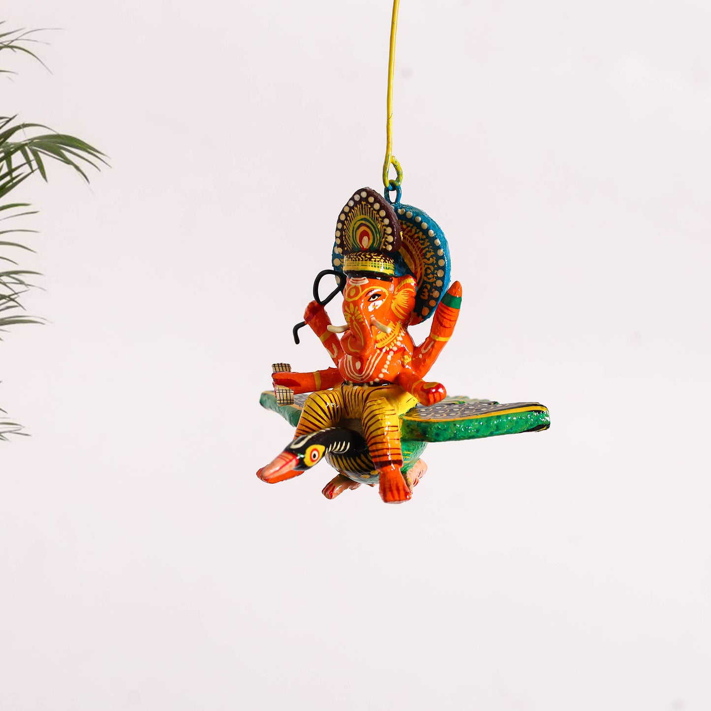 Ganesha on Bird - Banaras Handpainted Wooden Hanging for Home Decor 32