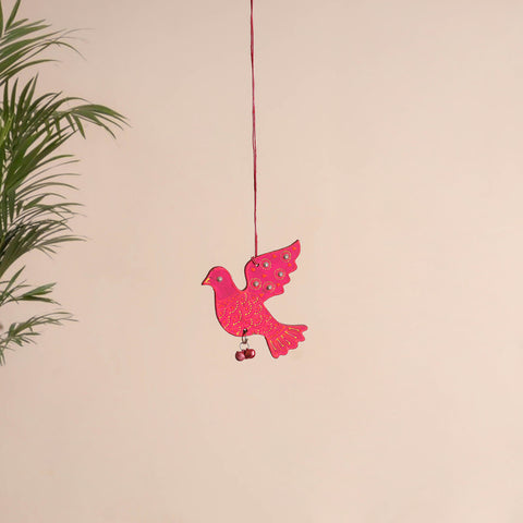 Bird - Abstract Pastel Handpainted Hand-Carved Wooden Hanging 19