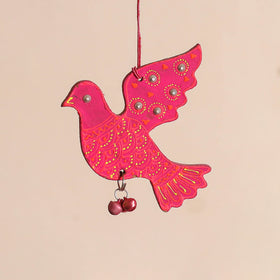 Bird - Abstract Pastel Handpainted Hand-Carved Wooden Hanging 19
