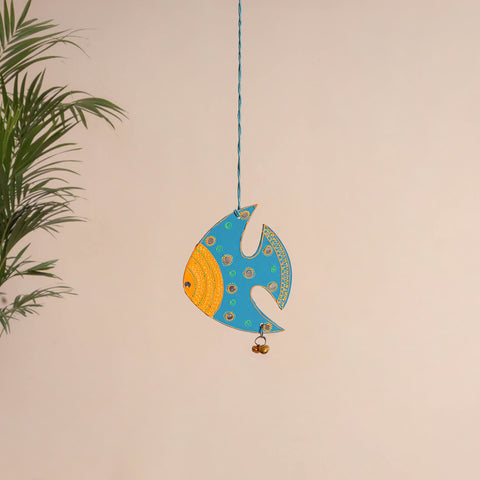 Fish - Abstract Pastel Handpainted Hand-Carved Wooden Hanging 20