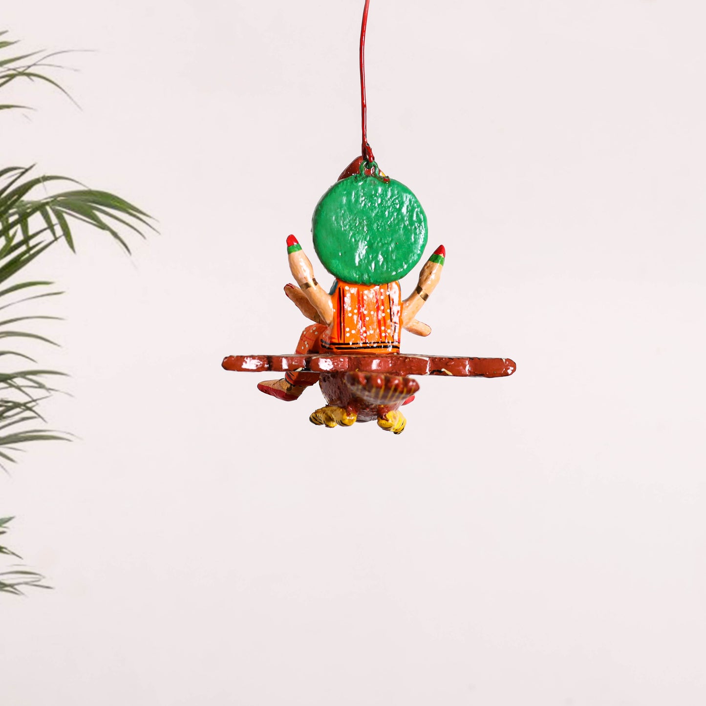 Goddess Laxmi on Owl - Banaras Handpainted Wooden Hanging for Home Decor  33