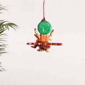 Goddess Laxmi on Owl - Banaras Handpainted Wooden Hanging for Home Decor  33